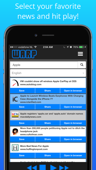 Warp News iPhone screenshot 2 - News app