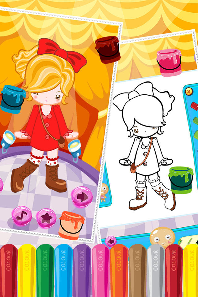 Little Girl Fashion Coloring World Drawing Educational Kids Game