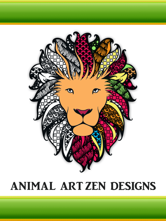 Animal Art Zen Designs - Relaxing Coloring Book for Adults iPad screenshot