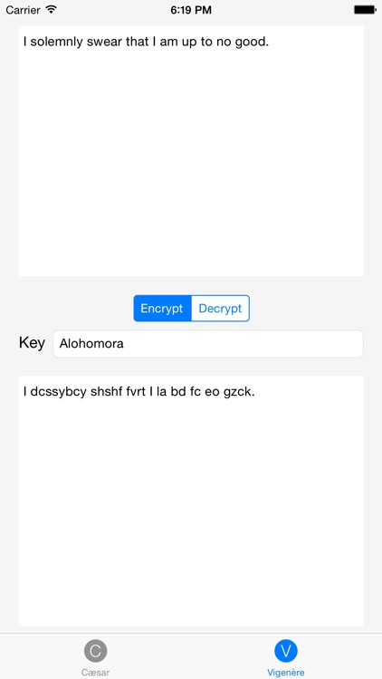 Crypto: Cæsar and Vigenère ciphers