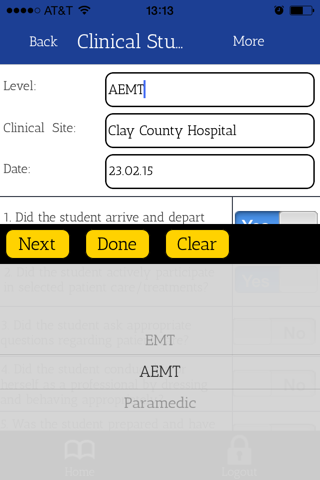 SUSCC EMS Student Evaluation screenshot 4