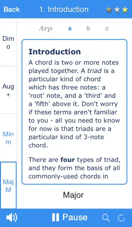 Game screenshot Chordelia Triad Tutor - learn to hear Major, Minor, Augmented and Diminished chords - for the beginner and advanced musician who plays Guitar, Ukulele, Sax and more mod apk