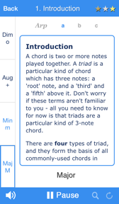 Chordelia Triad Tutor - learn to hear Major, Minor, Augmented and Diminished chords - for the beginner and advanced musician who plays Guitar, Ukulele, Sax and more screenshot