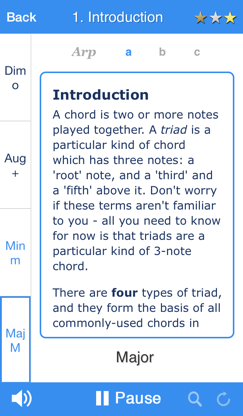 Chordelia Triad Tutor - learn to hear Major, Minor, Augmented and Diminished chords - for the beginner and advanced musician who plays Guitar, Ukulele, Sax and more screenshot 1