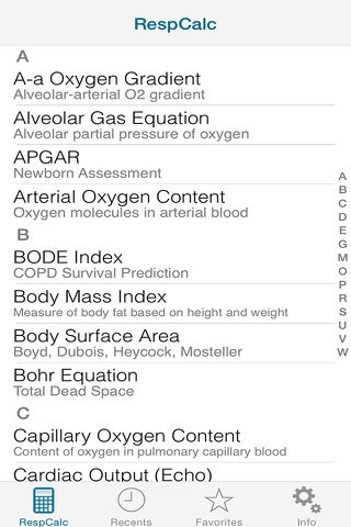 RespCalc Medical Calculator screenshot 2