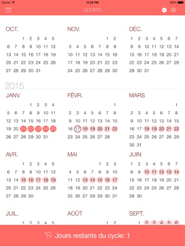 Screenshot #4 pour Ooops! calendrier pour femmes – calculez votre cycle et votre ovulation mensuels, calculez votre cycle menstruel, calculateur de cycle menstruel