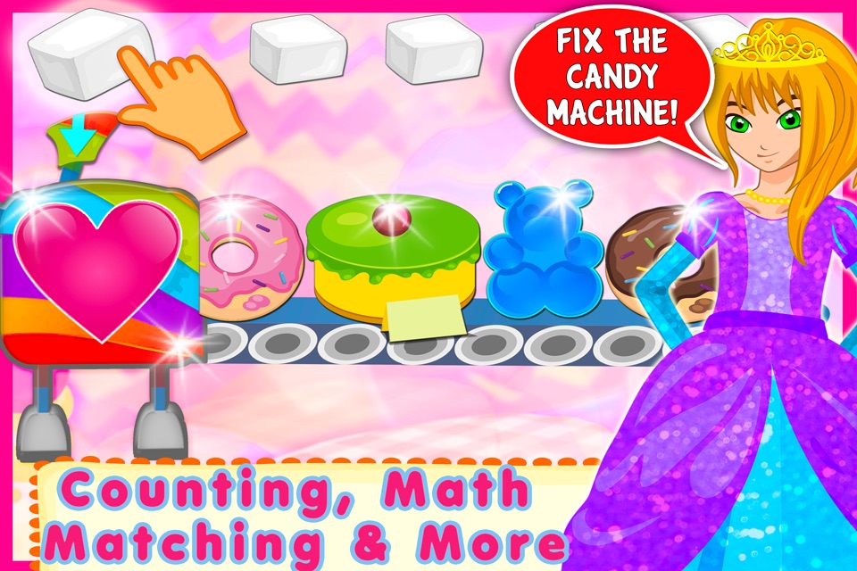 Valentine's Princess Candy Kitchen -  Educational Games for kids & Toddlers to teach Counting Numbers, Colors, Alphabet and Shapes! screenshot 4