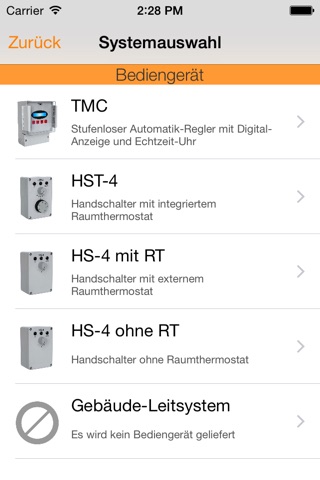 Systemauswahl screenshot 3