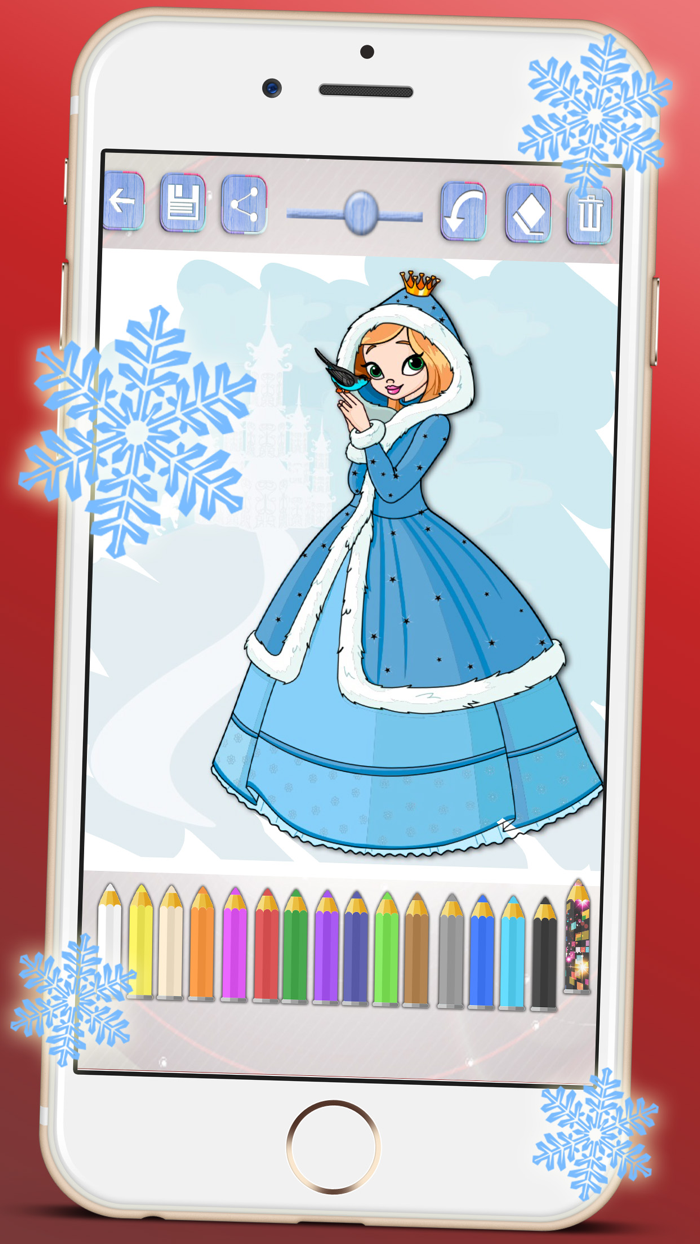 Drawings to paint princesses at Christmas seasons. Princesses coloring book