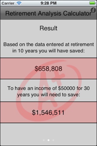 Retirement Analysis Calculator screenshot 2
