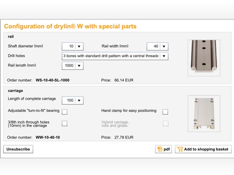 Special parts configurator screenshot 2