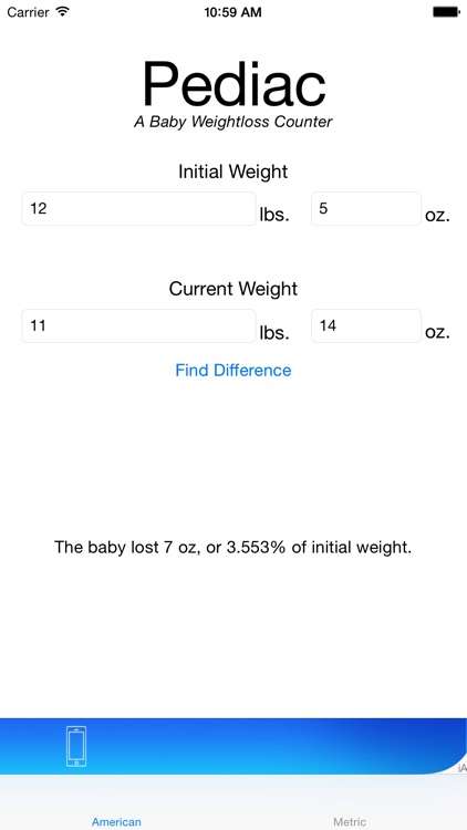 Pediac - An Infant Weight Loss Calculator