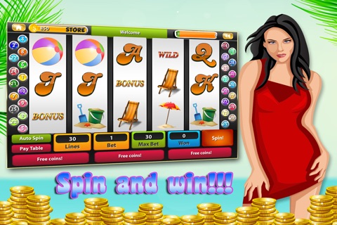 ''A Summer HOT on the Beach Casino Free Play Online Vacation Slot Machine screenshot 2