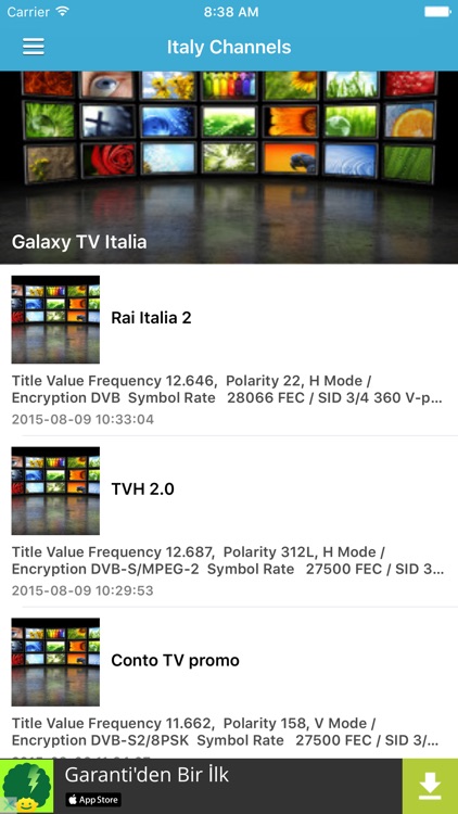 Italy TV Channels Sat Info
