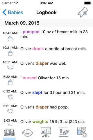 BabyMy! Baby Logger, Activity Graphs and Growth Charts screenshot 2