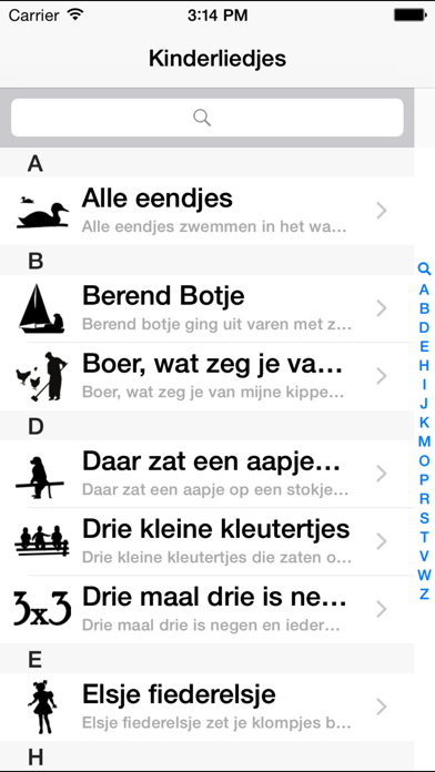 Screenshot #1 pour kinderliedjes