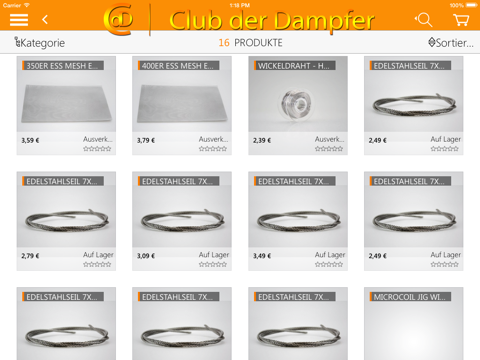 Club der Dampfer Shop iPad screenshot