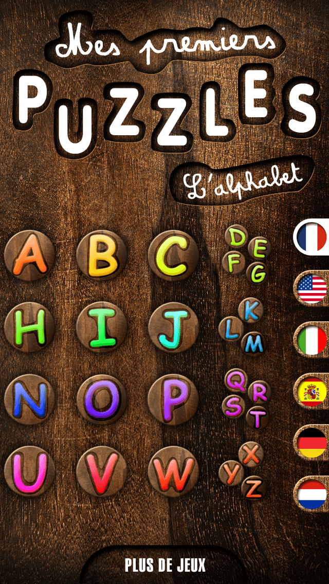 Screenshot #1 pour Mes premiers puzzles : l'alphabet - un jeu éducatif pour apprendre à vos enfants à reconnaitre les formes des lettres - 1 lettre par puzzle ou 4 lettres en 1 puzzle - Version complète