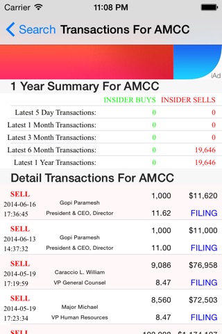 Real-Time Stock Insiders Trades screenshot 2