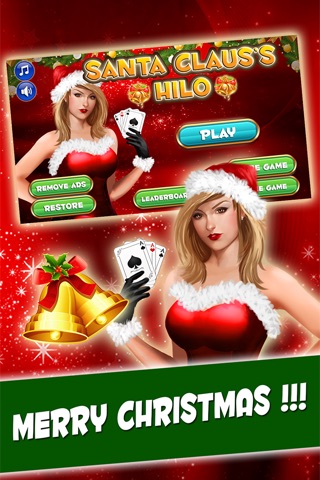 ``` Christmas Santa Hi-lo Pro  - Top Higher or Lower Cards Casino Games screenshot 2