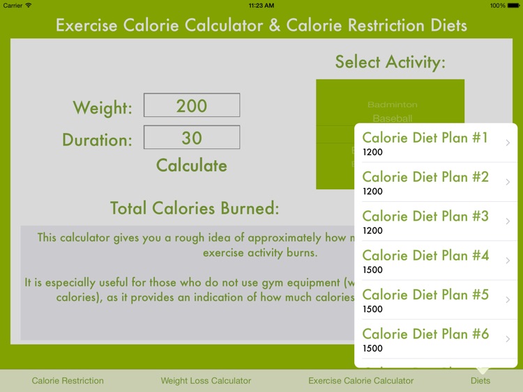 Exercise Calories Calculator