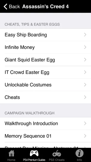 Screenshot von Cheats Ultimate For Playstation 4 Games - Including Complete Walkthroughs auf dem iPhone 3