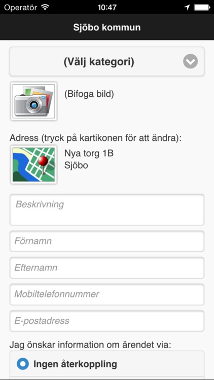 Felanmälan Teknisk service, Sjöbo kommun