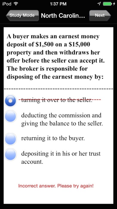 North Carolina Real Estate Agent Exam Prep Screenshot