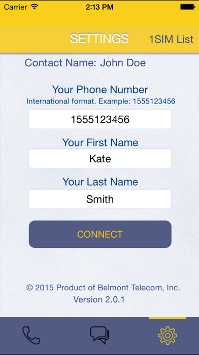 Screenshot #1 pour 1Sim Connect