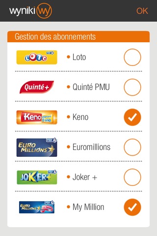 Euromillion, Loto, My million et Keno avec Wyniki screenshot 2