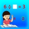 In this program there is a division problem at the top of the screen with the second number blank