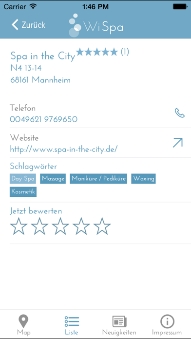 WiSpa iPhone screenshot
