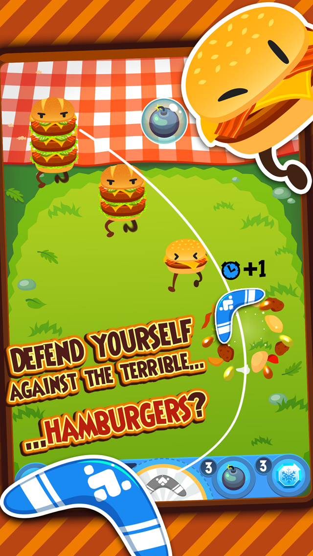 Burgerang - Combat Hordes of Crazy Burgers Screenshot 1 - AppWisp.com Burgerang - Combat Hordes of Crazy Burgers Screenshot 1 - AppWisp.com