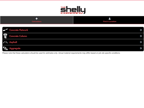 The Shelly Company Calculator iPad screenshot
