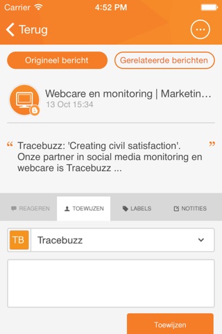 Tracebuzz Webcare screenshot 2