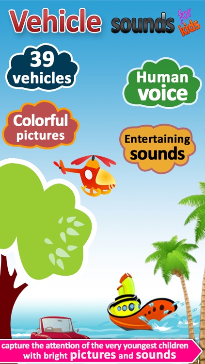 Vehicle sounds for kids: Learn land, air and water vehicles with real pictures and HD sounds