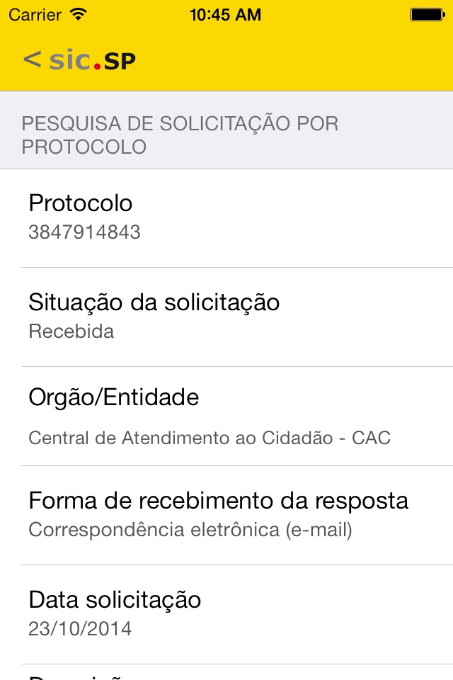 SIC.SP Sistema Integrado de Informações ao Cidadão screenshot 3