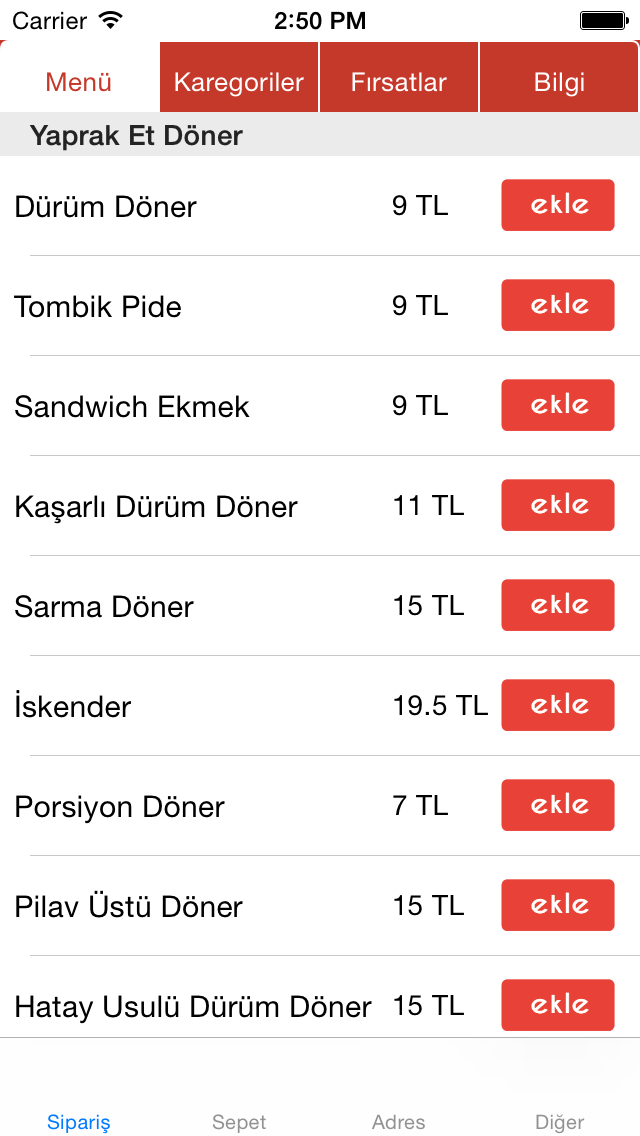 Screenshot #3 pour Bir Buçuk Döner Siparis Getir Uygulamasi
