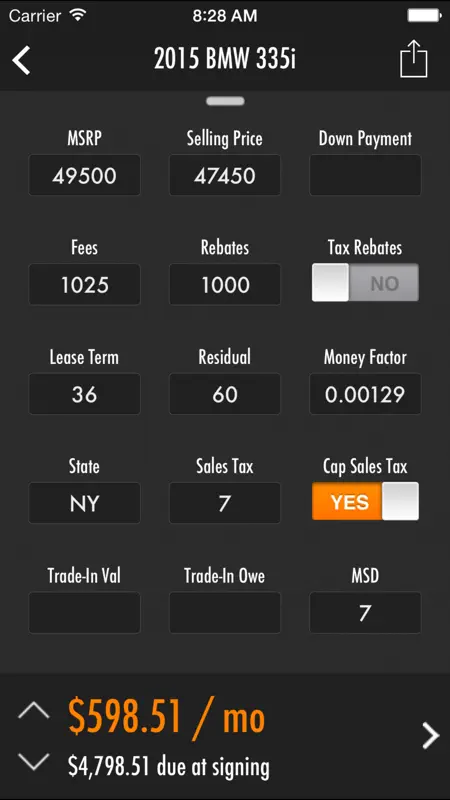 Leasematic - Auto/Car Lease & Loan Calculator screenshot 5 of 5