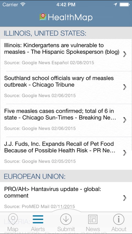HealthMap: Outbreaks Near Me