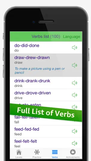 English Irregular Verbs Game - The Fast And Easy Way To Learn Verbs iPhone Ekran Görüntüsü 4