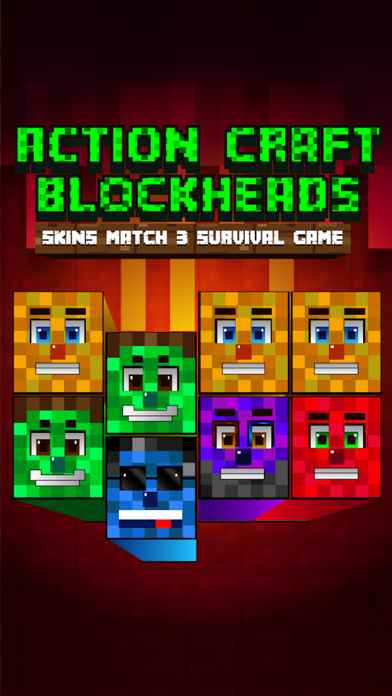Screenshot #1 pour Action Craft Mini Blockheads Match 3 Skins Survival Game