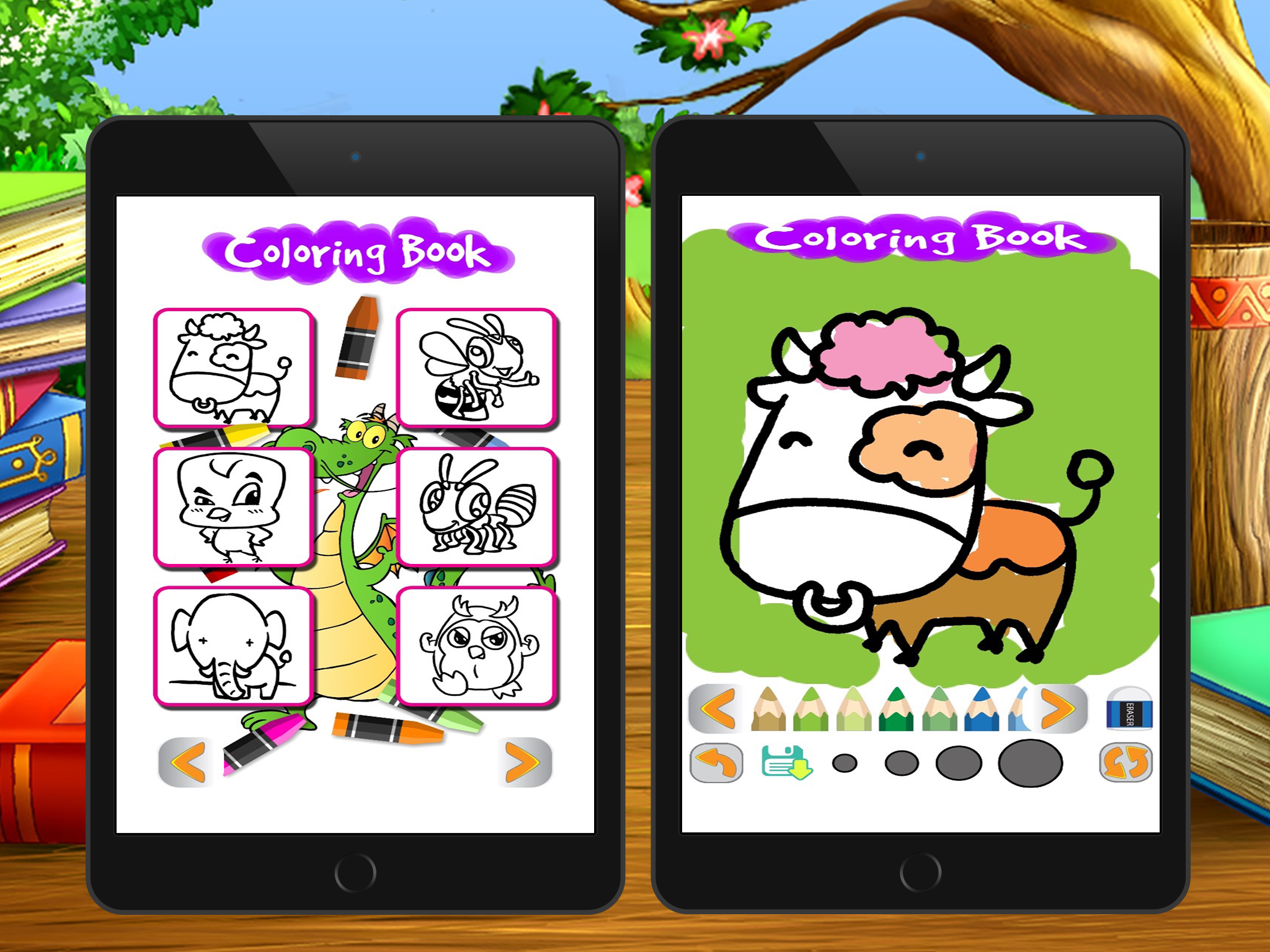 cartoon coloring page art game for kid