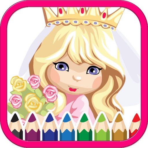 cute princess coloring book and page for kid icon