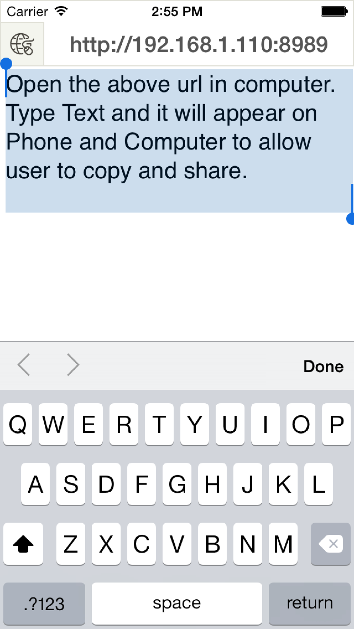 Keyboard Free - for transfer text over wifi