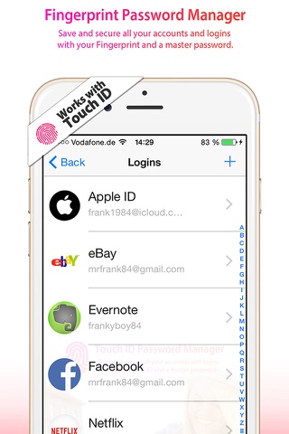 Fingerprint Password Manager for iOS 8 screenshot 3