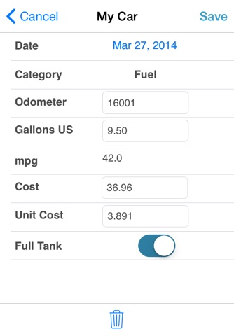 Fuel Log 3 - The free Vehicle Cost and Trip Management screenshot 2