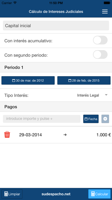 Screenshot #1 pour Cálculo de Intereses Judiciales