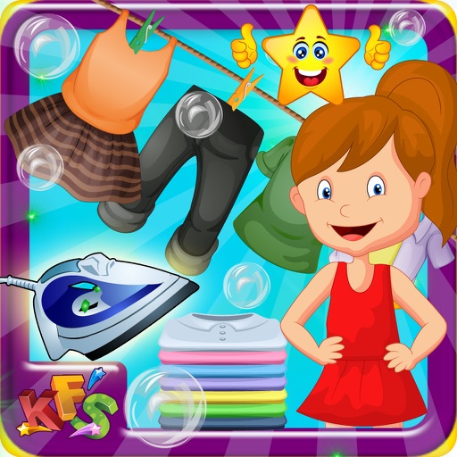 Kids Laundry & Cloth Ironing – Learn to cleanup dirty dresses & clothes in this washing game Icon