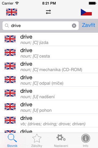 TZ-one Anglicko-český/ česko-anglický slovník screenshot 2